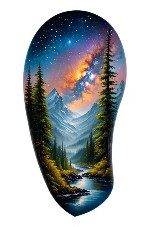 Moutains And Forrest And Milky Way Kicking