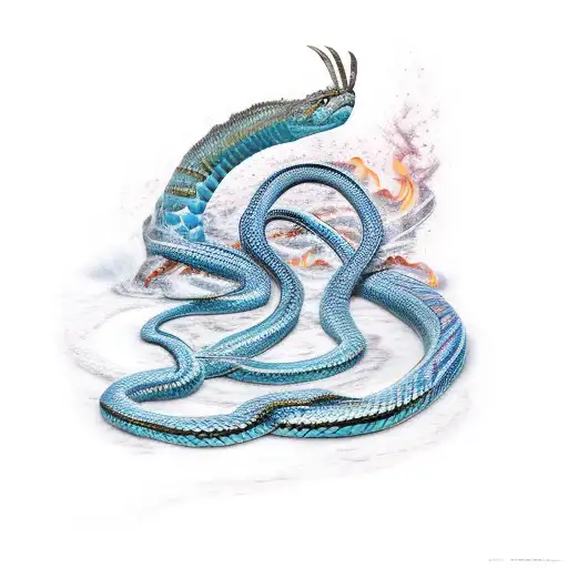 Giant Fire Snake And Giant Ice Snake