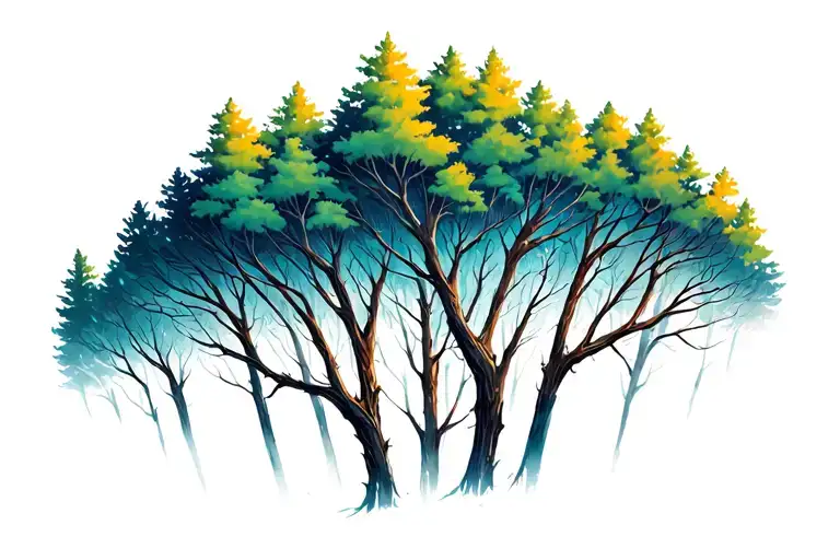 Forest Looking Up From Ground