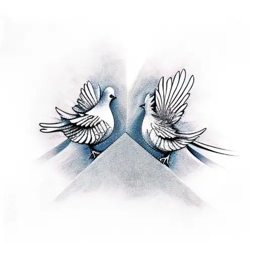 Doves Line Drawing
