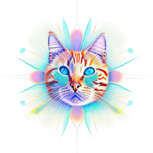 Orange Cat Face In A Sun Goddess Frame