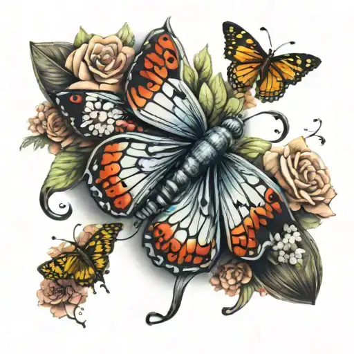 Roman Numerals Ladybird Butterfly