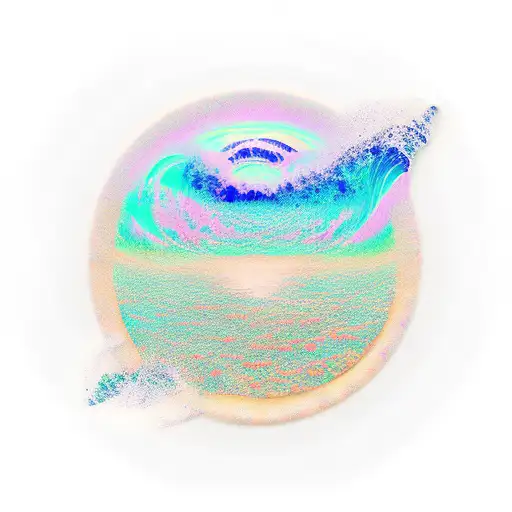 Blue Ocean Wave Inside A Circle