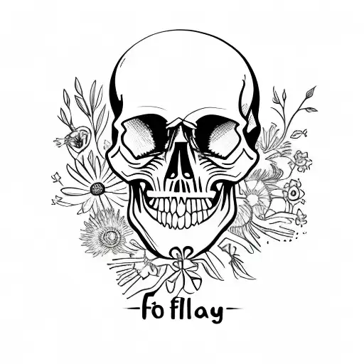 Skull With Wildflowers And The Letters F O L