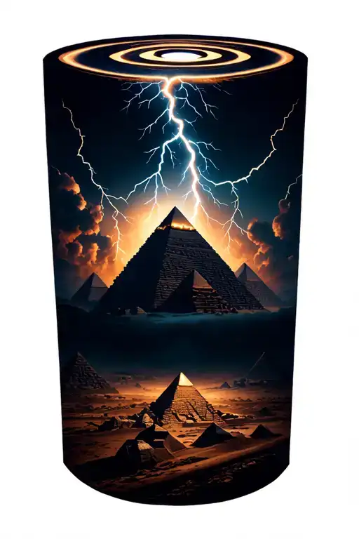 Egyptian Pyramids Underneath Tesla Power Circle Being Struck By Lightning