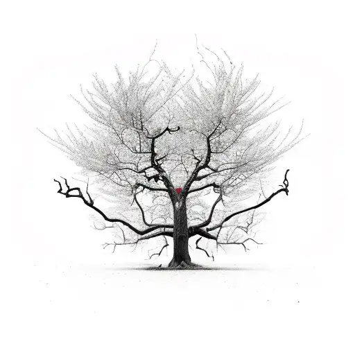 An Ancient Old Sober Tree Full Of Life And Death