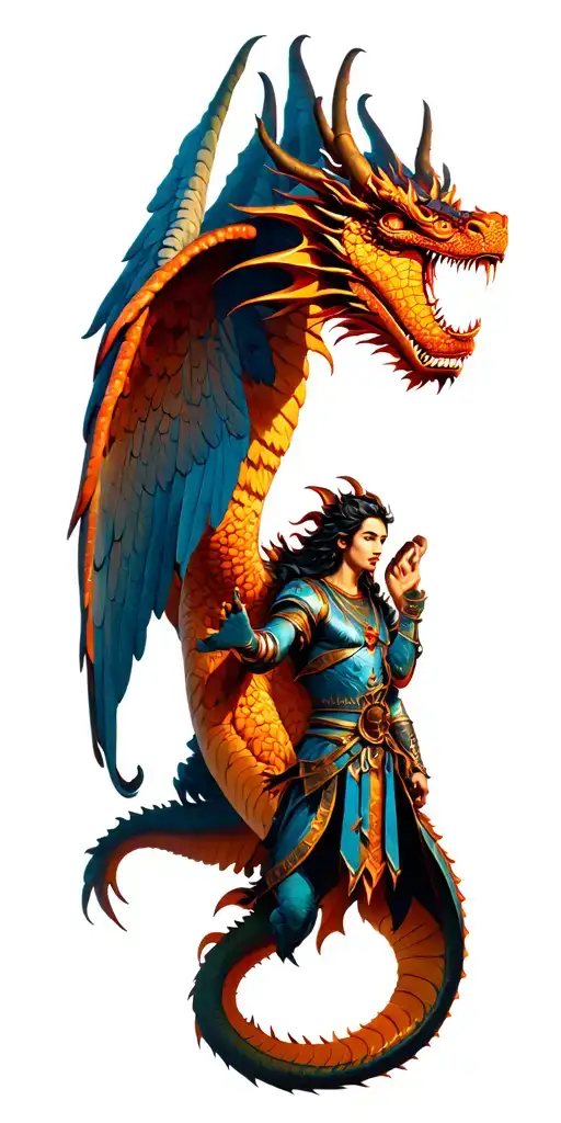 Dragon Protecting Angel Warrior