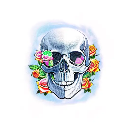 Skull And Roses And Knife And Heart