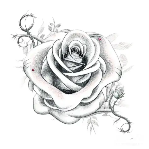 Fine Line Thorn Vine With Rose Buds