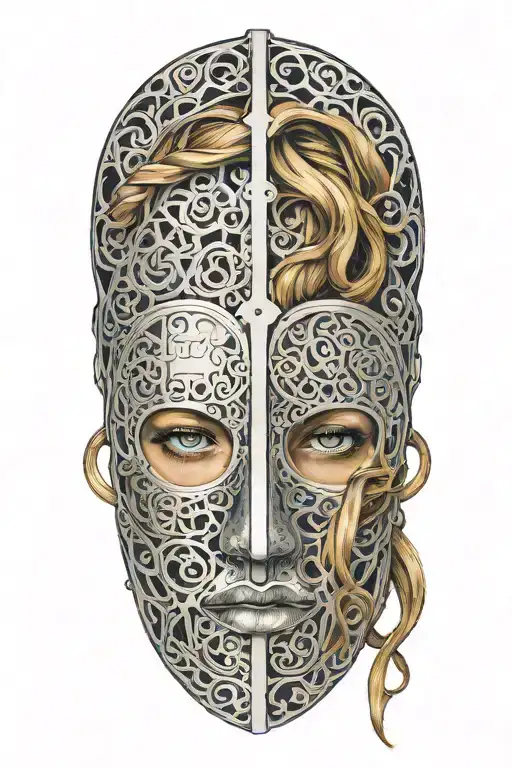 Woman With Long Hair Trapped In Full Face Iron Mask