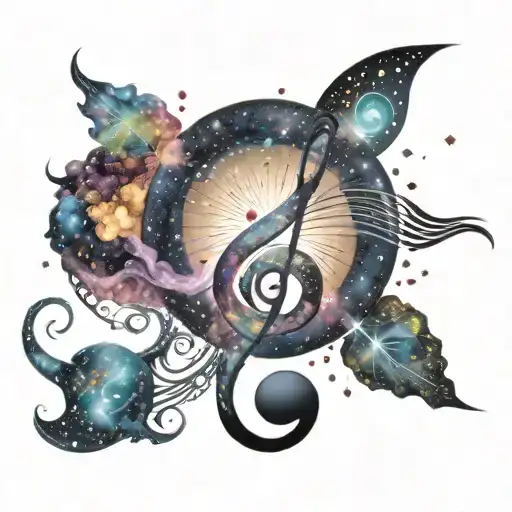 A Cosmic Music Note Merging With A Galaxy Spiral
