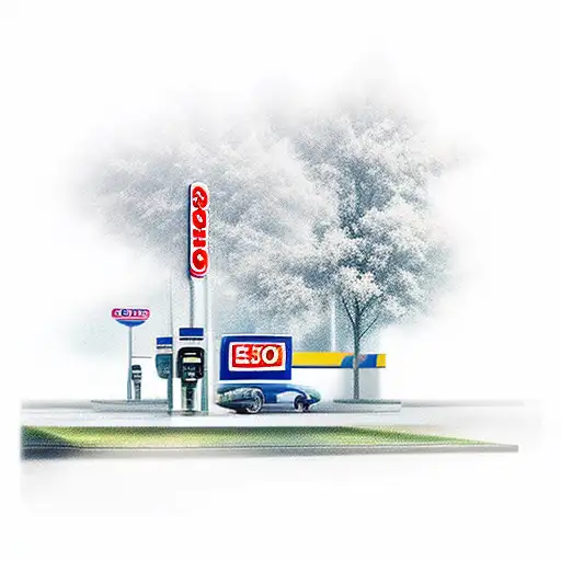 Esso Gas Station With The Cover Car From Need For Speed Moat Wanted In Front Of It