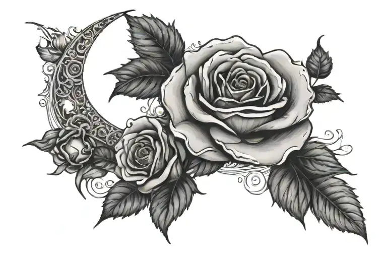 Moon And Intricate Rose Lines