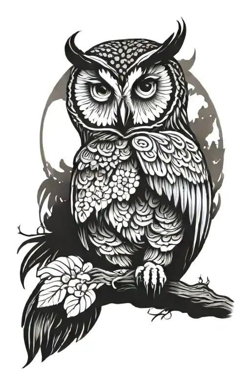 Owl Moon Hippy Colorful