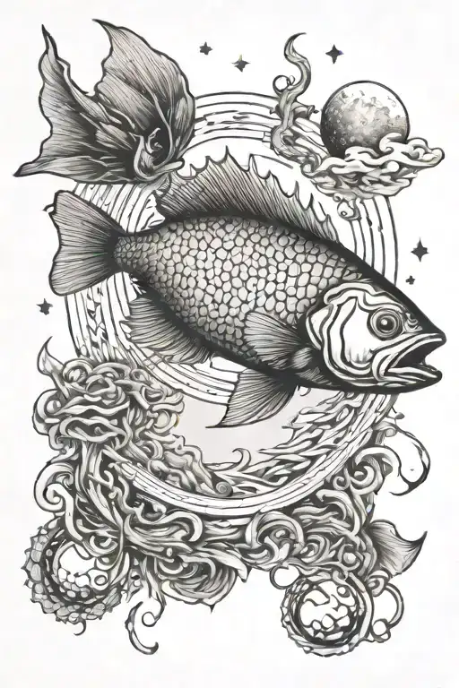 Fish And Moon Rising