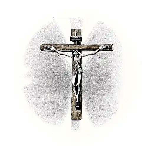 Crucifix At The Bottom Turning Into The Tree Of Life At The Top