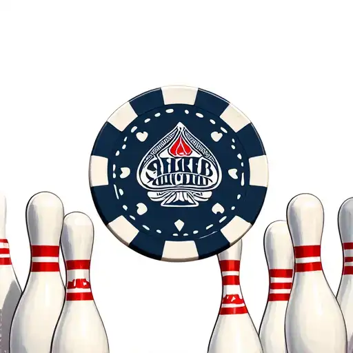 Poker Chip With Bowling Pins In The Background