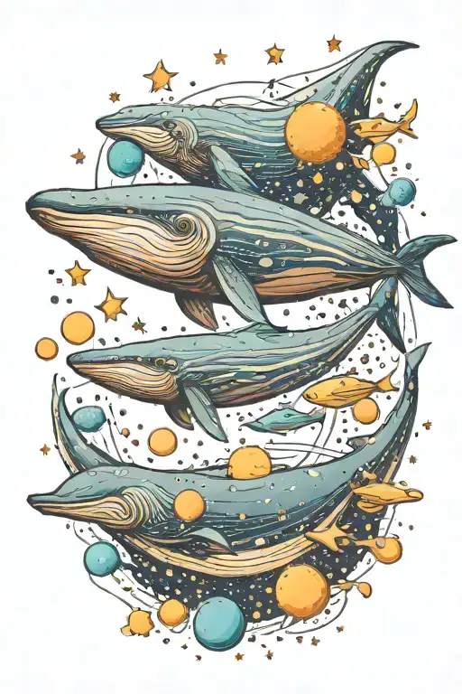 Blue Whale Swims In An Ocean Of Stars And Planets
