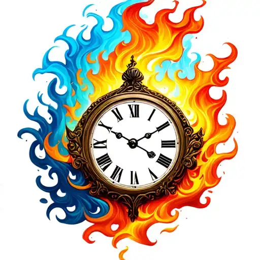 Clock Roman Number And Flame