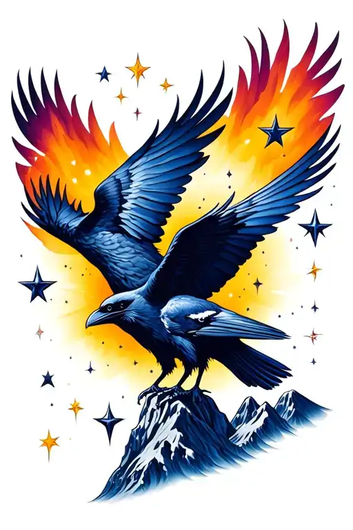 Raven And Moutians Stars Forming The Shape