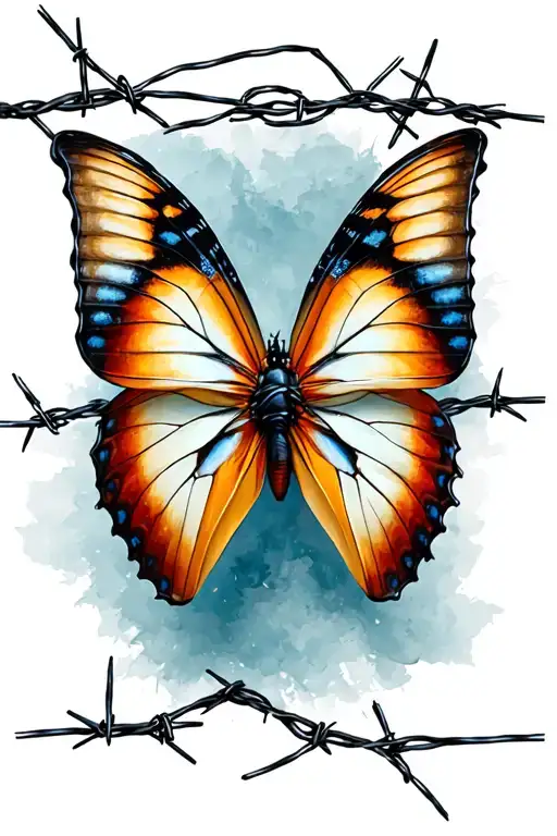 Butterfly Wrapped In Barbed Wire