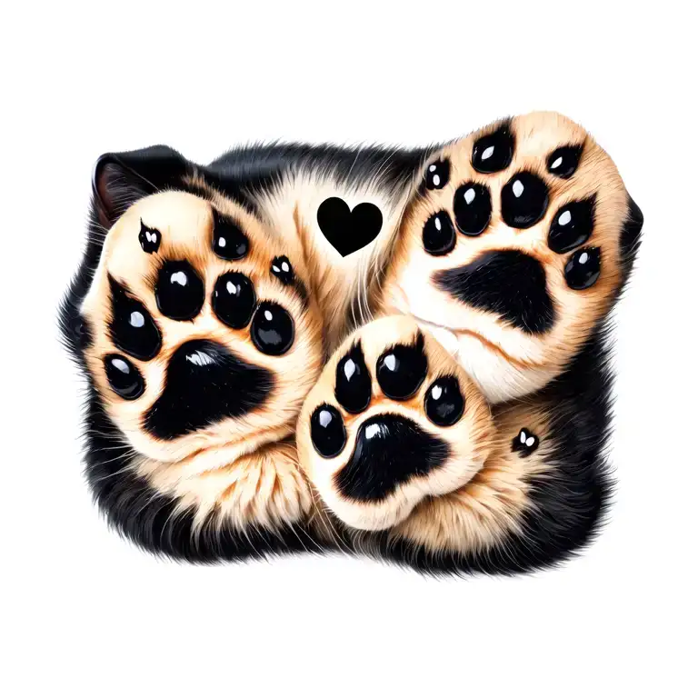 Cat Paw Prints With Little Black Hearts Around Them