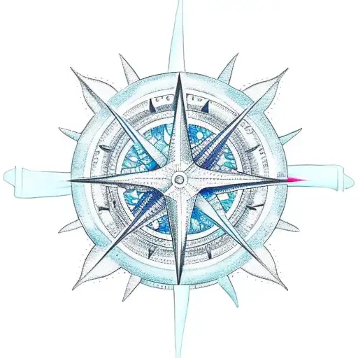 Ocean Inside Of Compass Rose