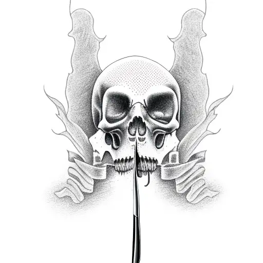 Grim Reaper Holding A Knife In A Dotwork Style