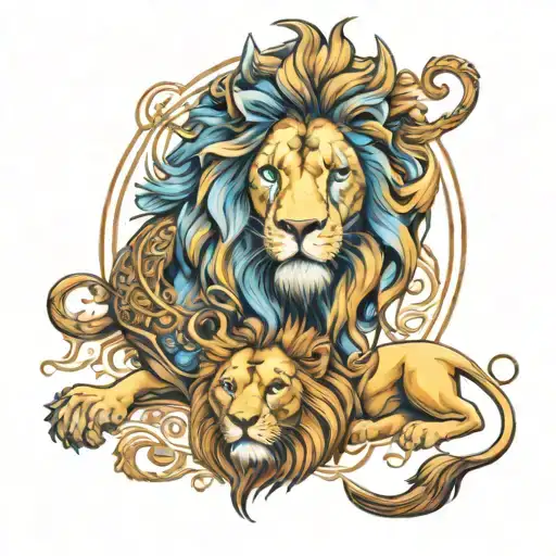 Lion And Leo Zodiac Sign Intertwined Infinity Symbols