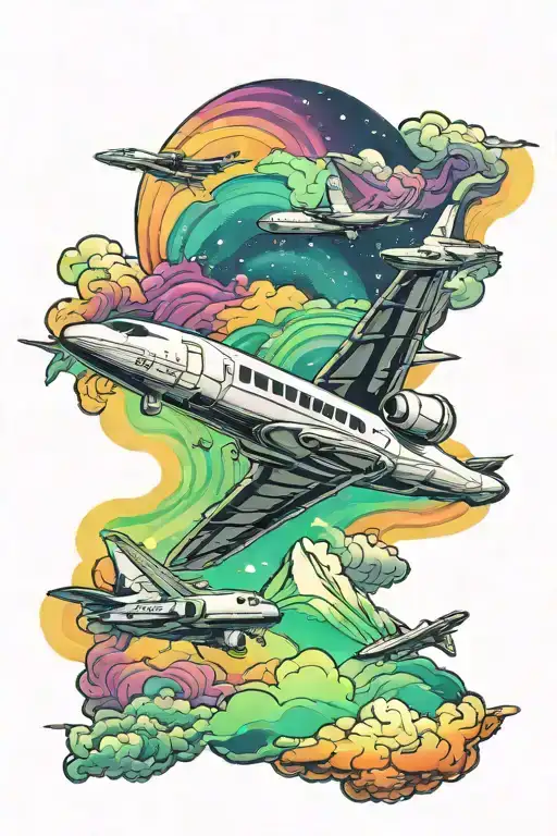 Airplane Northern Lights Galaxy Sky