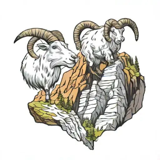 Mountain And Mountain Goat