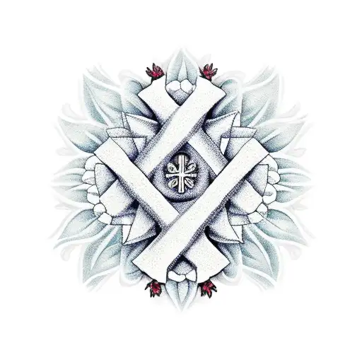 Christian Cross Surrounded By Lily Flowers