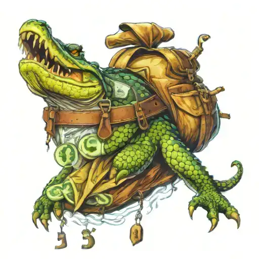 Crocodile And Money Bag