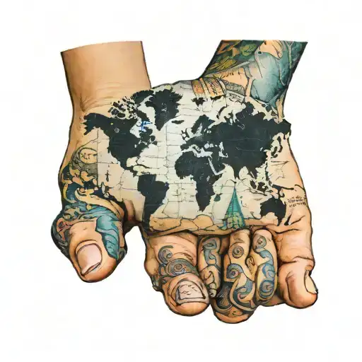 My Son Is Walking With A World Map In His Hand Holding