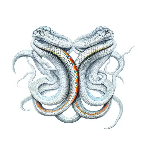 Two Headed Snake Wrapped Around A Cross