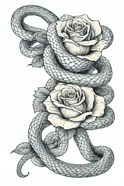 Snake Wrapped Around A Rose