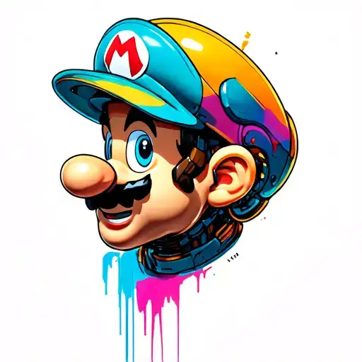 Only The Head Of Super Mario In Robot Format