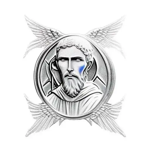 St Benedict Medal With Angel Warrior In Black Cloak In Front