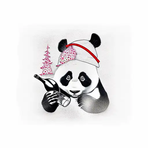 Real Panda Drinking Wine