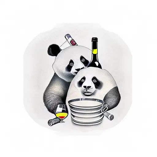 Real Panda Drinking Wine