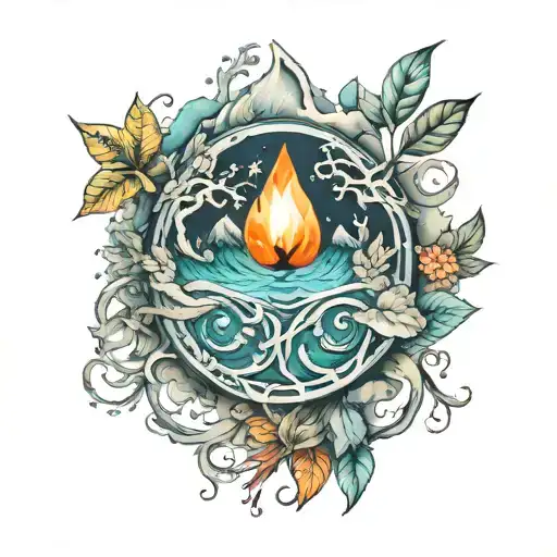 Tattoo With The Four Elements In Nature