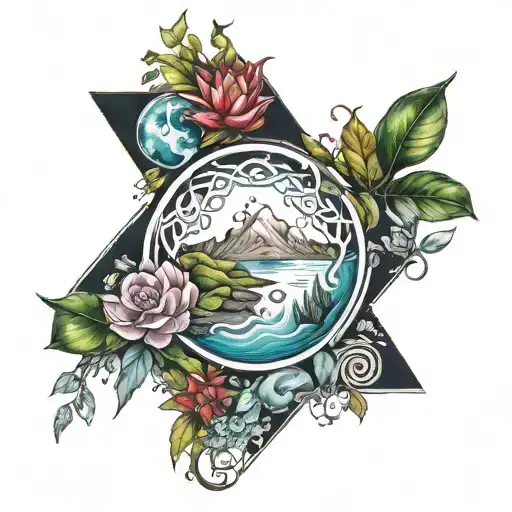 Tattoo With The Four Elements Of Nature