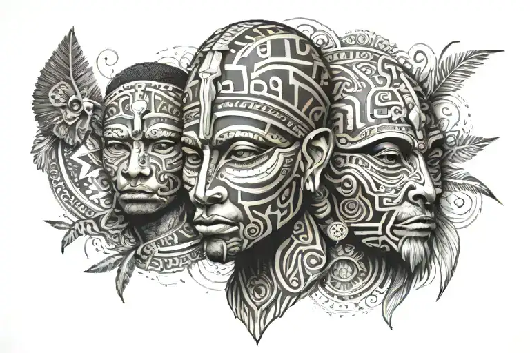A Egyptian And Dominican Taino Tattoo Featuring Intricate Patterns