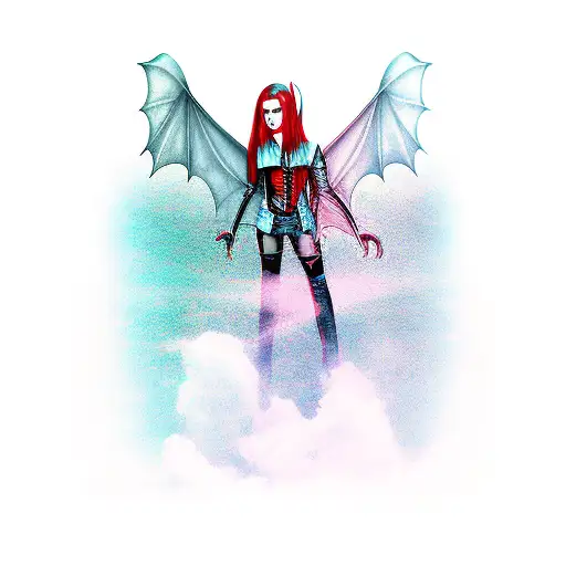 A Vampire Girl With Bat Wings