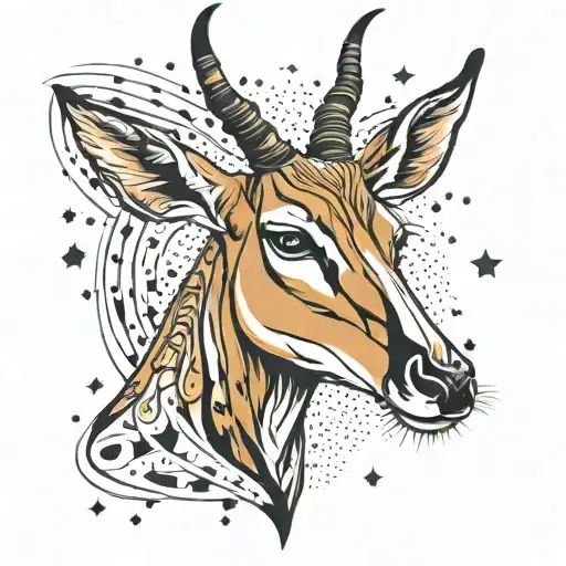 Impala Animal Face With Stars Forming