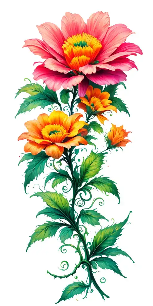 Danty Flowers Intertwined Vines