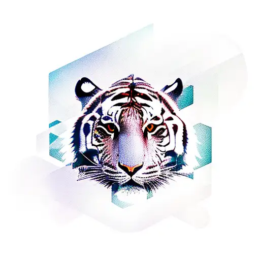 A Semi Colon Of A Tiger With A Background Transformed Into A Futuristic Software Interface