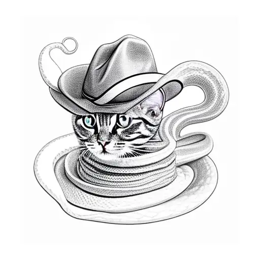 A Snake With A Hat And Cat Inside Taking A Ride On The Car With Sun And Roses