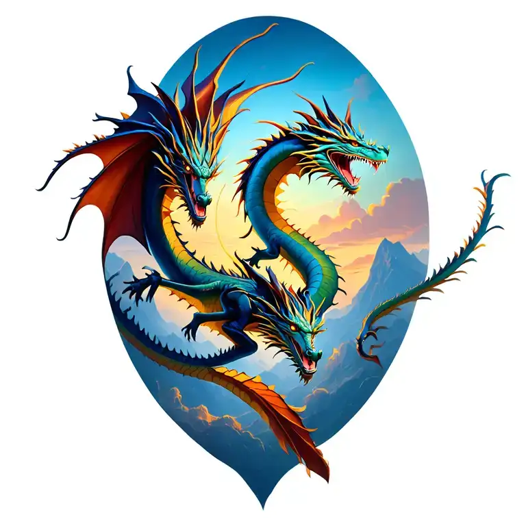 Two Dragons In Flight