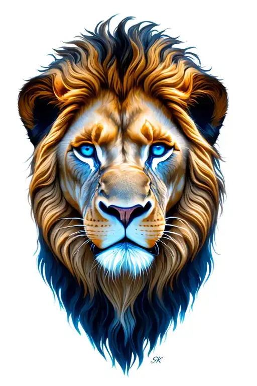 Lion Head With Blue Eyes